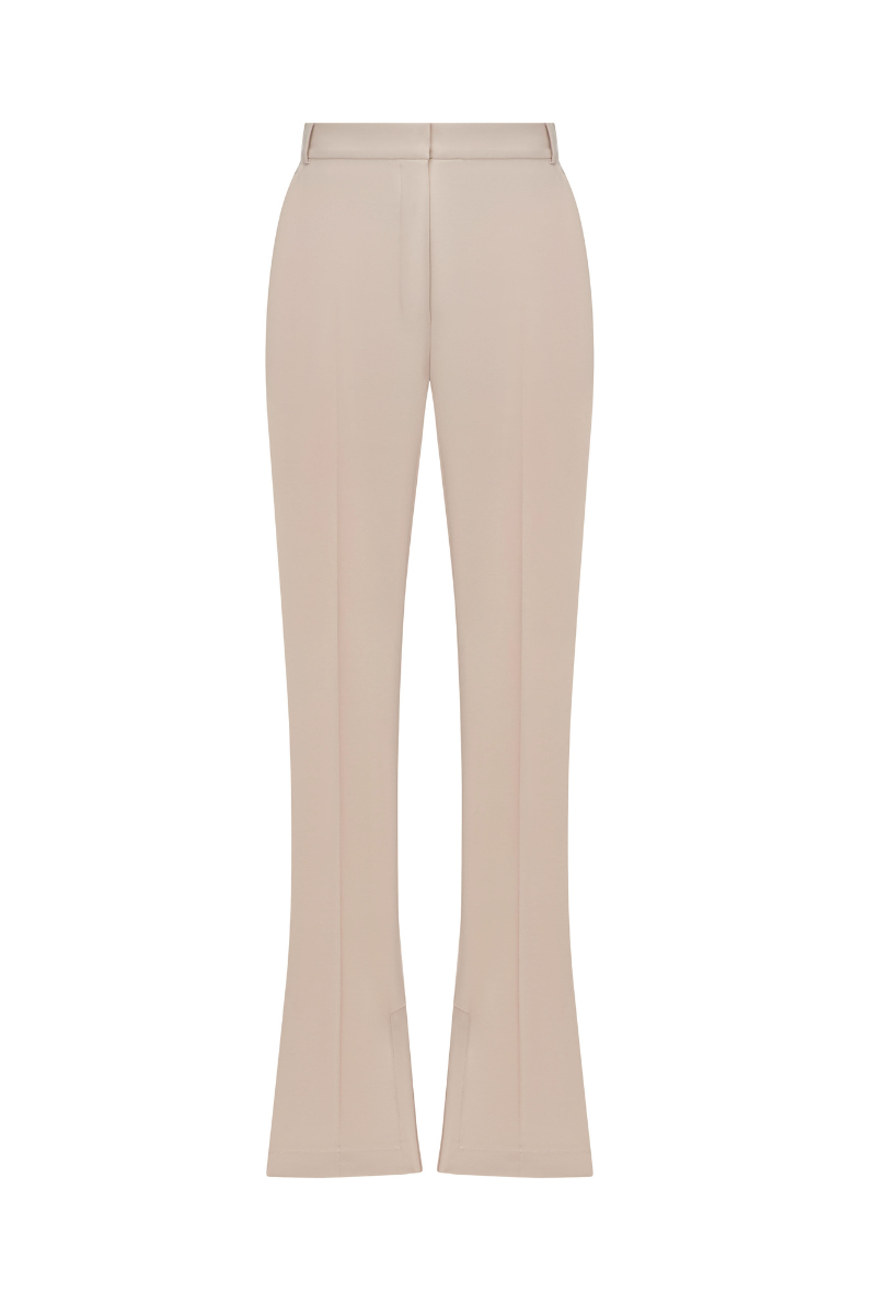 BEIGE WOOL FLARED PANTS - CULT MIA
