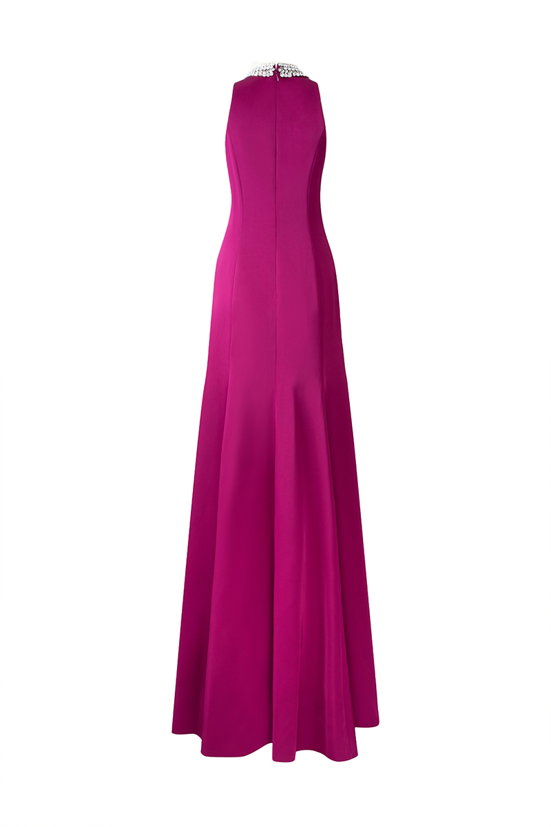 PURPLE PINK SLEEVELESS A-LINE FLARED GOWN - CULT MIA