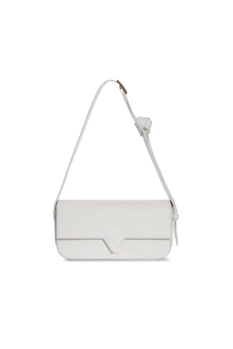 Off-white KATRINE shoulder bag by VIKELE STUDIO, featuring a sleek design and adjustable strap, displayed on a neutral background.
