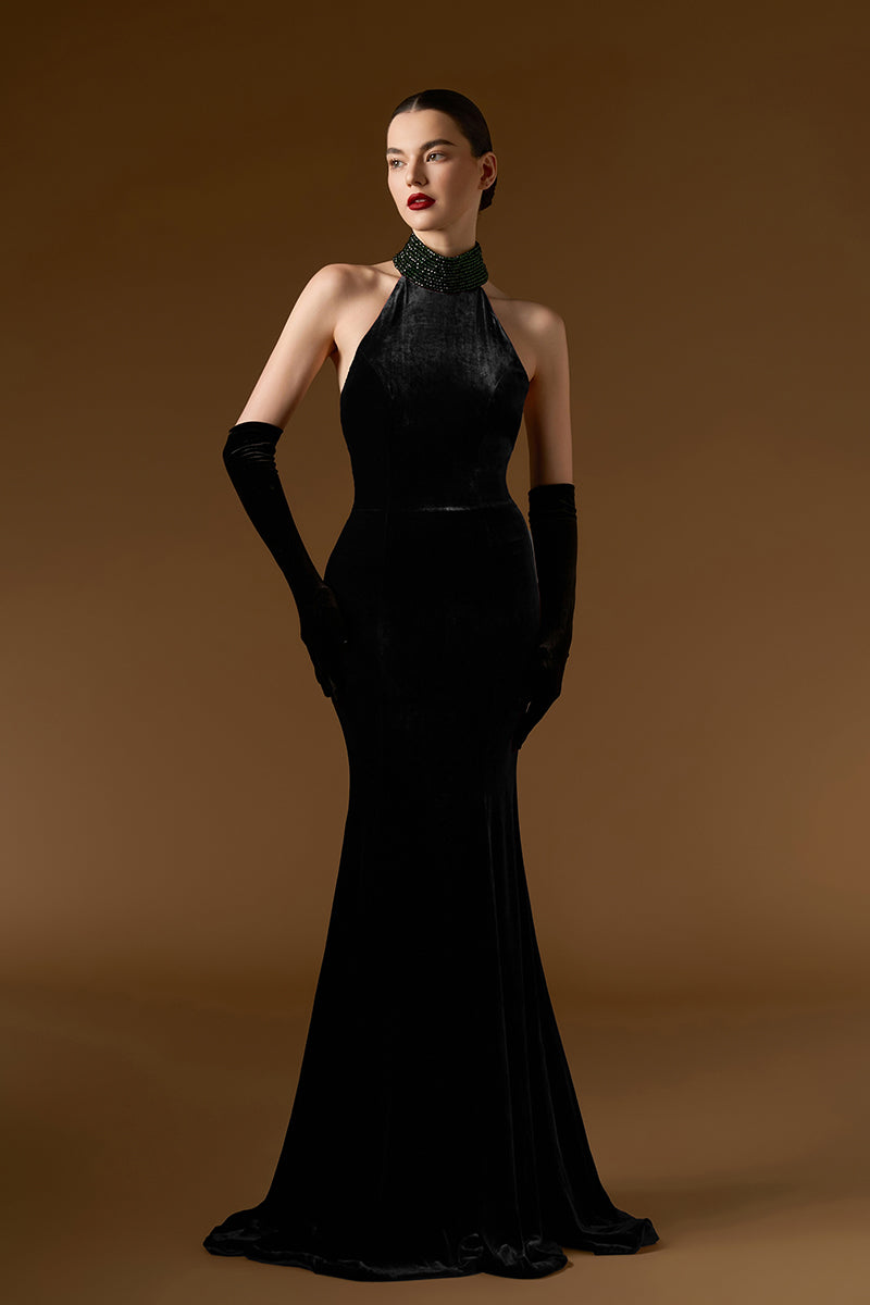 ANAHITA SILK VELVET MAXI DRESS IN GREEN | CULT MIA | I.H.F ANAHITA SILK VELVET MAXI DRESS IN GREEN | CULT MIA | I.H.F