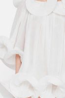 Valenciani The Origami Cloud mini dress in white, lightweight short dress with a unique origami-inspired design, perfect for summer wear.