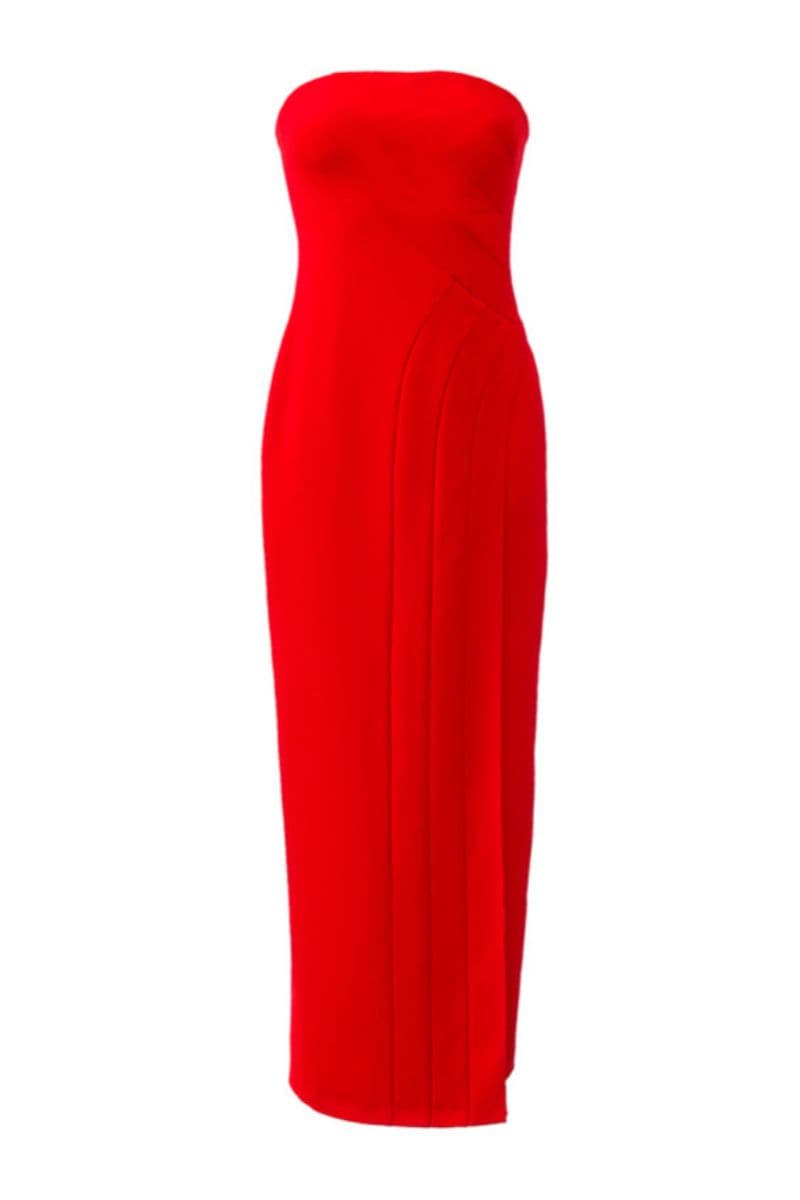 RED BRAID CORSET MAXI DRESS - CULT MIA