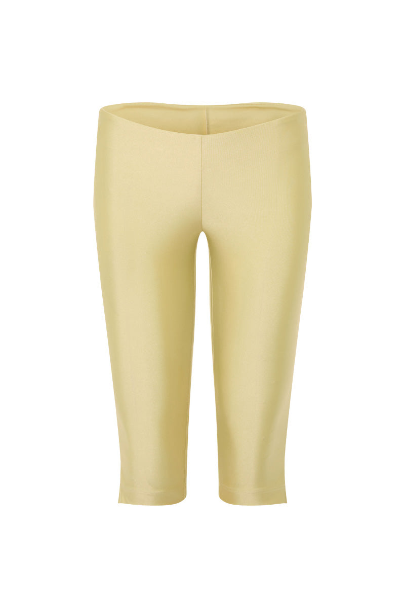 Suncillo dusty butter yellow capris pants with a relaxed fit, lightweight fabric, and casual style perfect for everyday wear.