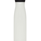 Elegant ivory silk gown with a black top from ELENAREVA, featuring flowing fabric and sophisticated design.
