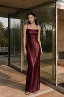 EDITH TEXTURED GOWN IN DARK CHERRY