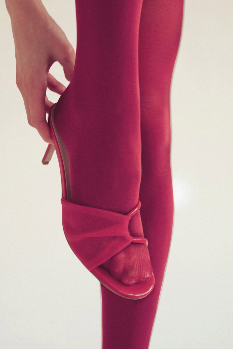 House of Atana GIRO HEEL ROSSO, stylish red high heels with elegant design, displayed on a neutral background.