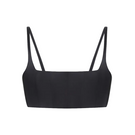 Black matte silk top with thin straps by BALYKINA, featuring a sleek, smooth fabric and stylish design.