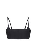 Black matte silk top with thin straps by BALYKINA, featuring a sleek, smooth fabric and stylish design.