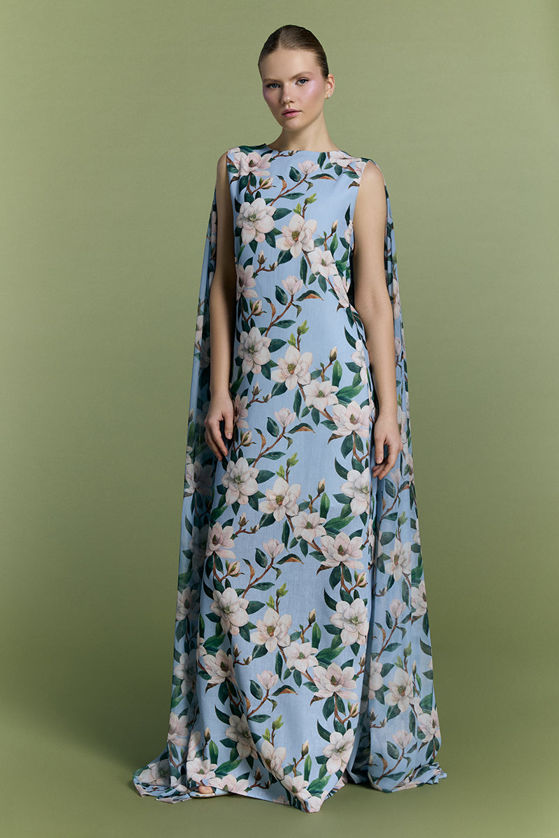 Nur Karaata Whisper Wind gown featuring flowing fabric and elegant design, perfect for formal occasions or evening wear.