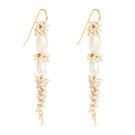 Freya Rose Baroque Pearl Long Drop Earrings featuring elegant, dangling pearls on intricate metal hooks.