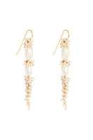 Freya Rose Baroque Pearl Long Drop Earrings featuring elegant, dangling pearls on intricate metal hooks.
