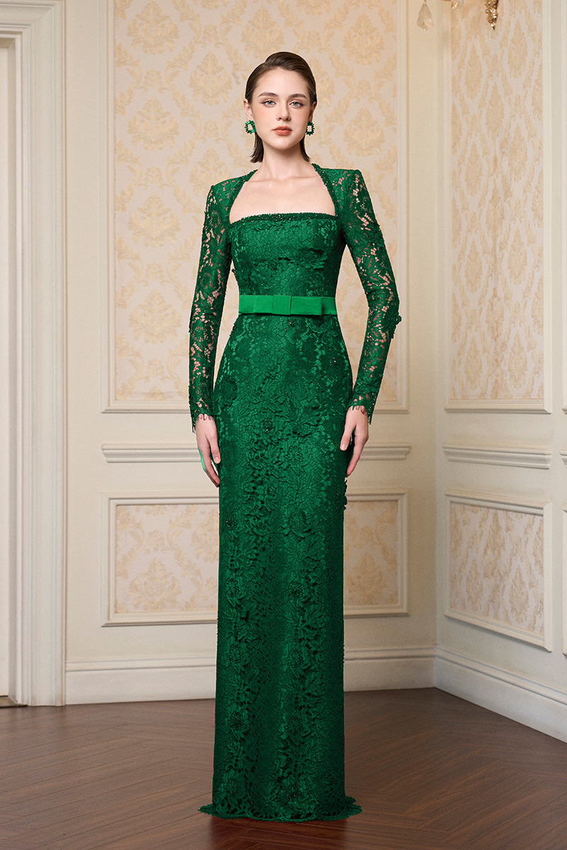 TRAPEZE LONG SLEEVE DRESS IN GREEN | CULT MIA | I.H.F TRAPEZE LONG SLEEVE DRESS IN GREEN | CULT MIA | I.H.F