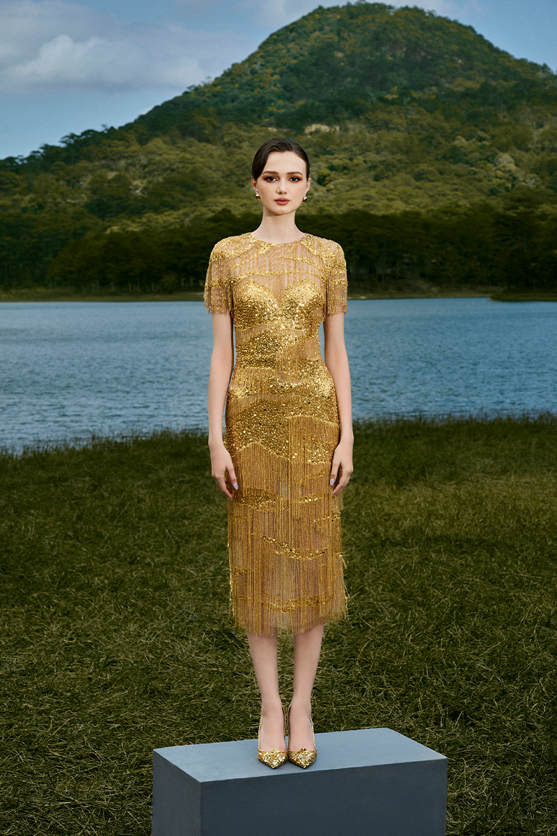 LITA SUNRISE BEADED MIDI DRESS | CULT MIA | Le Thanh Hoa LITA SUNRISE BEADED MIDI DRESS | CULT MIA | Le Thanh Hoa
