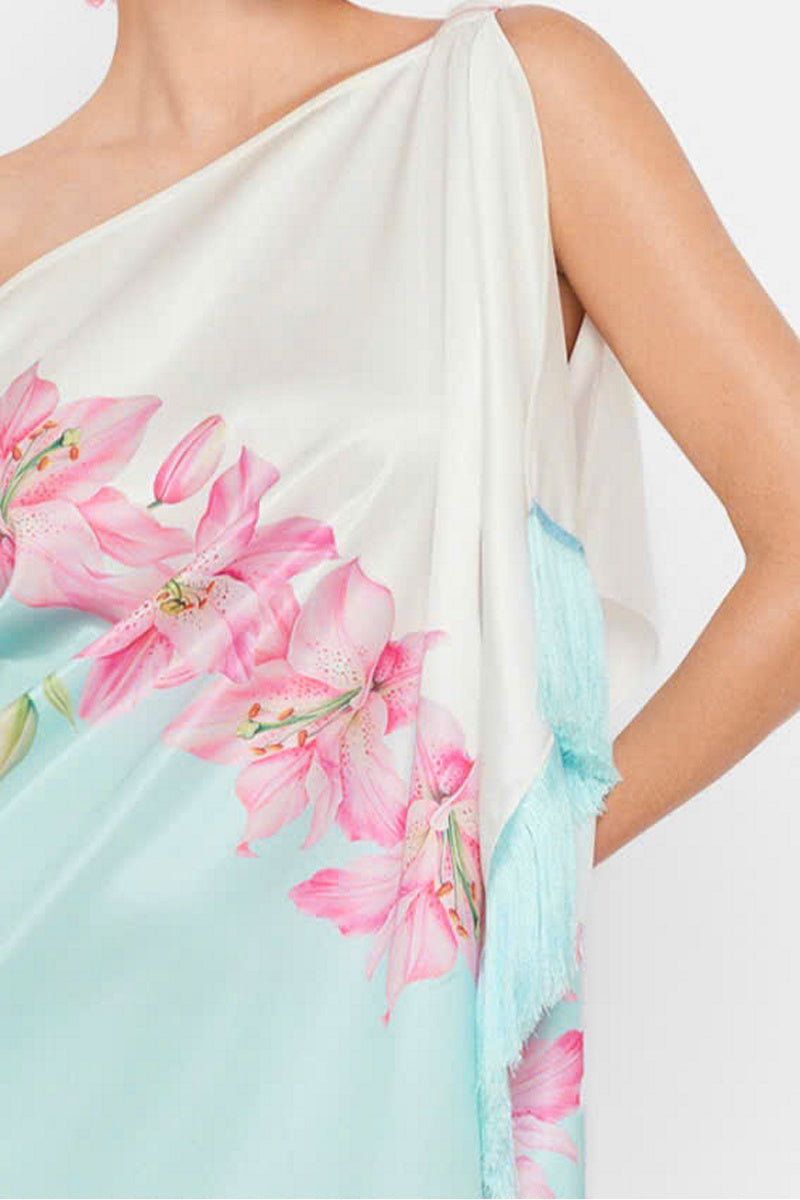 Valenciani multicolor one-shoulder mini dress with stylish design, perfect for trendy occasions and fashion-forward looks.