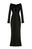 OvertheSea black insomnia midi dress displayed on a mannequin, featuring a fitted silhouette and elegant design.