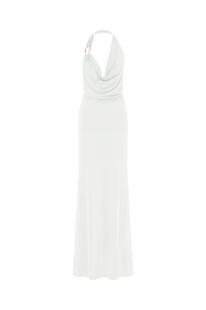 DAKOTA LONG JERSEY DRESS IN WHITE - CULT MIA