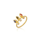 Peracas Ginevra Trio Ring featuring three stacked gold bands with intricate detailing and a polished finish.