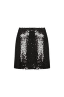 Black Nazlı Ceren Marde sequin mini skirt with shimmering sequins, fitted waist, and stylish design for a trendy look.