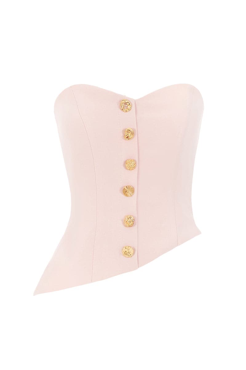 ASYMMETRIC GOLD-DETAILED CREPE CORSET - CULT MIA