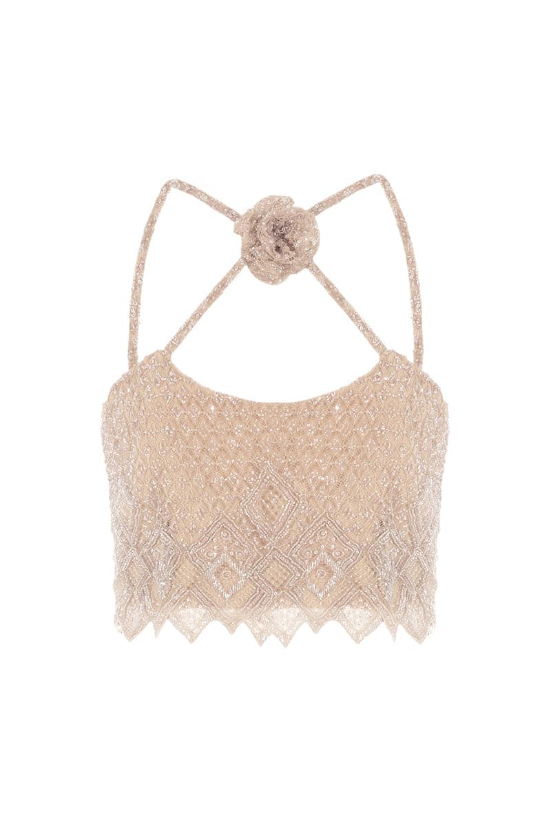 GOLD EMBELLISHED LACE TOP - CULT MIA