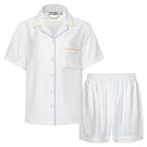 White Hydrasilk short pajamas set by Not Just Pajama featuring a comfortable, silky fabric and relaxed fit.