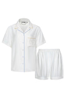 White Hydrasilk short pajamas set by Not Just Pajama featuring a comfortable, silky fabric and relaxed fit.