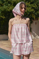 KIKI AND MILO cat 22 Momme mulberry silk couple resort pajamas set, soft silk fabric, with matching pajama tops and bottoms.