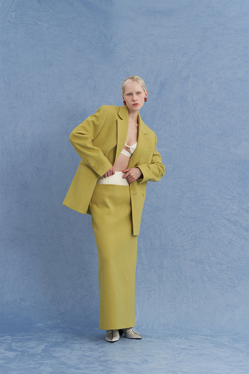 DOUBLE BREASTED WOOL JACKET IN GREEN - CULT MIA