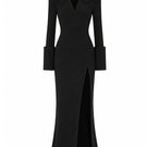 Lili Blanc white maxi cut gown with flowing fabric and elegant design, perfect for formal occasions.