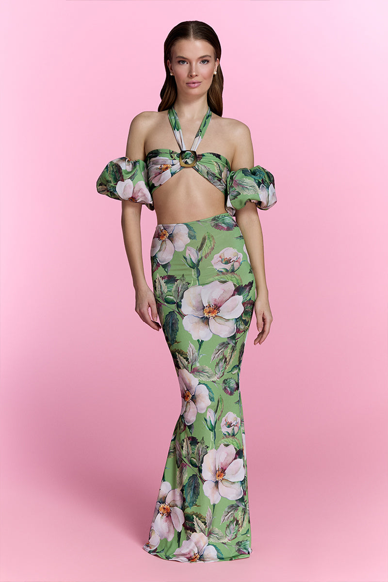 Nur Karaata Oceanette Set co-ords featuring a stylish top and matching pants in soft, flowing fabric.