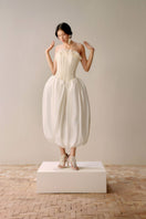 Petite floral embroidered ivory gown by Lecia, featuring delicate embroidery and elegant design for special occasions.