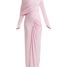 Deme By Gabriella Russett Dress in Noa Pink, elegant gown with flowing fabric and delicate details, suitable for formal occasions.