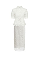 Ivory lace charm co-ords set by White Plan featuring a lace top and matching shorts, stylish and elegant for casual wear.