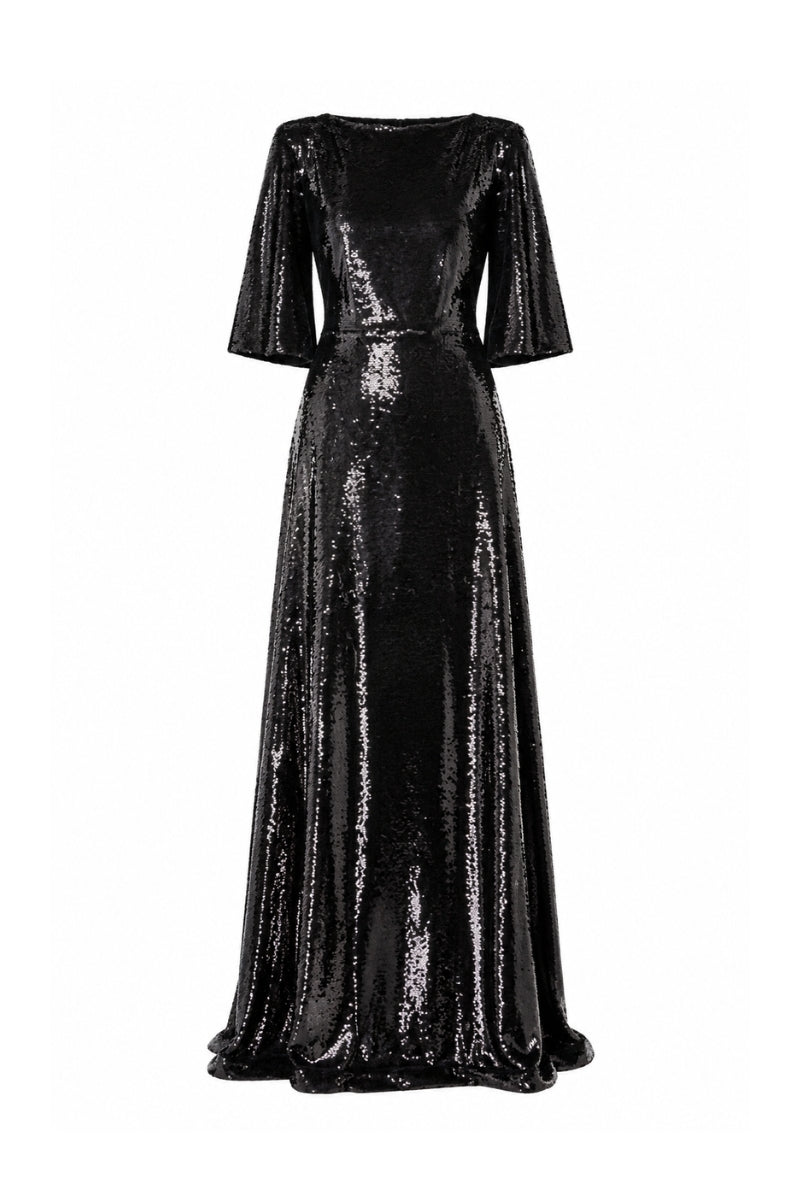 Lili Blanc Glow Gown in soft fabric with elegant design, featuring flowing silhouette and delicate detailing.