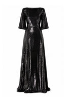 Lili Blanc Glow Gown in soft fabric with elegant design, featuring flowing silhouette and delicate detailing.