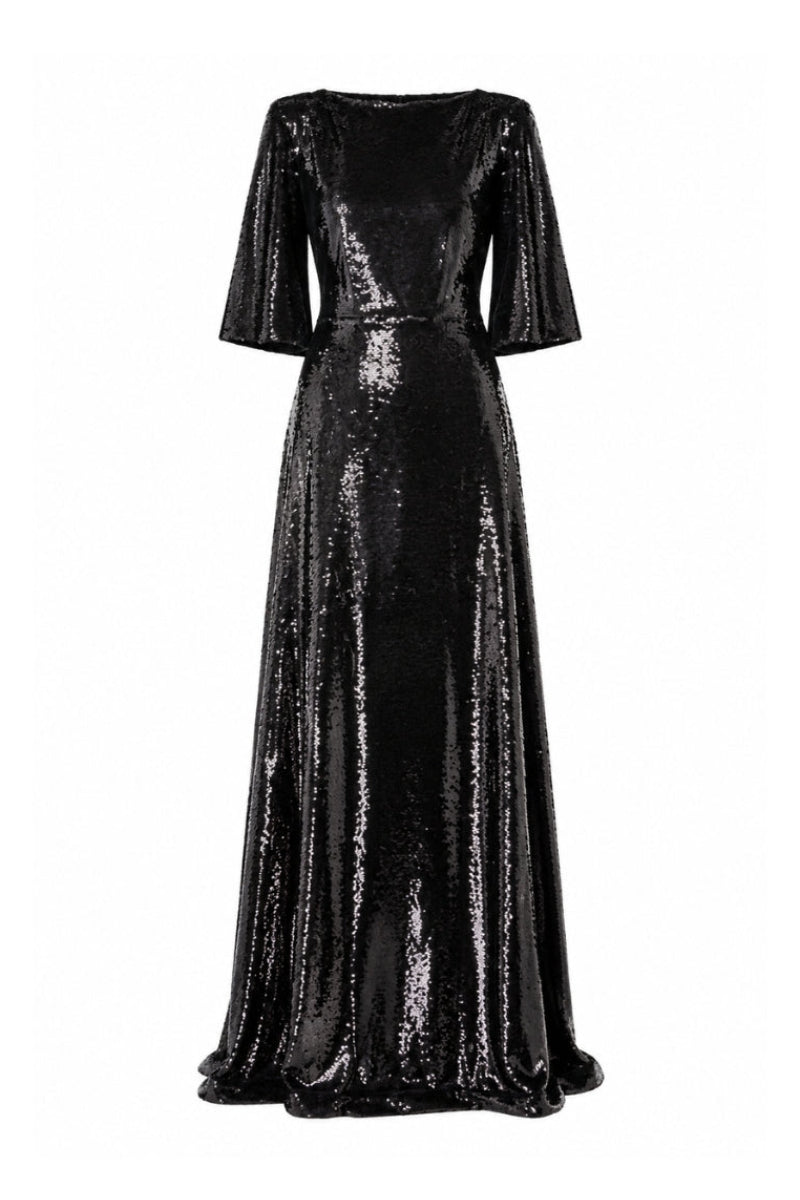 Lili Blanc Glow Gown in soft fabric with elegant design, featuring flowing silhouette and delicate detailing.