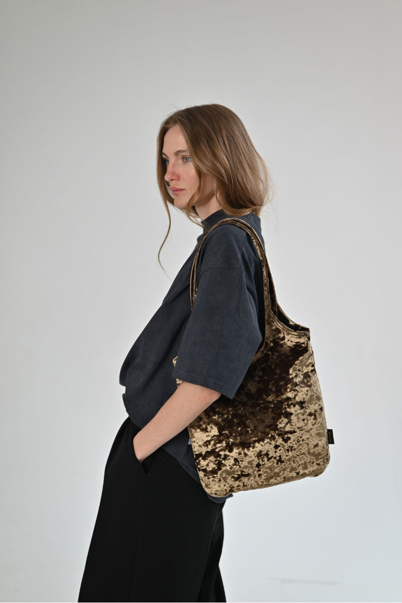 Taupe Gigi shoulder bag by Vikele Studio featuring a sleek design and adjustable strap, perfect for everyday use.
