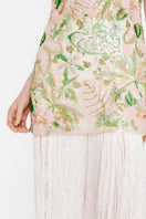 Valenciani sequin mini dress with multicolor fringe, featuring a midi length and shimmering embellishments on a stylish dress.