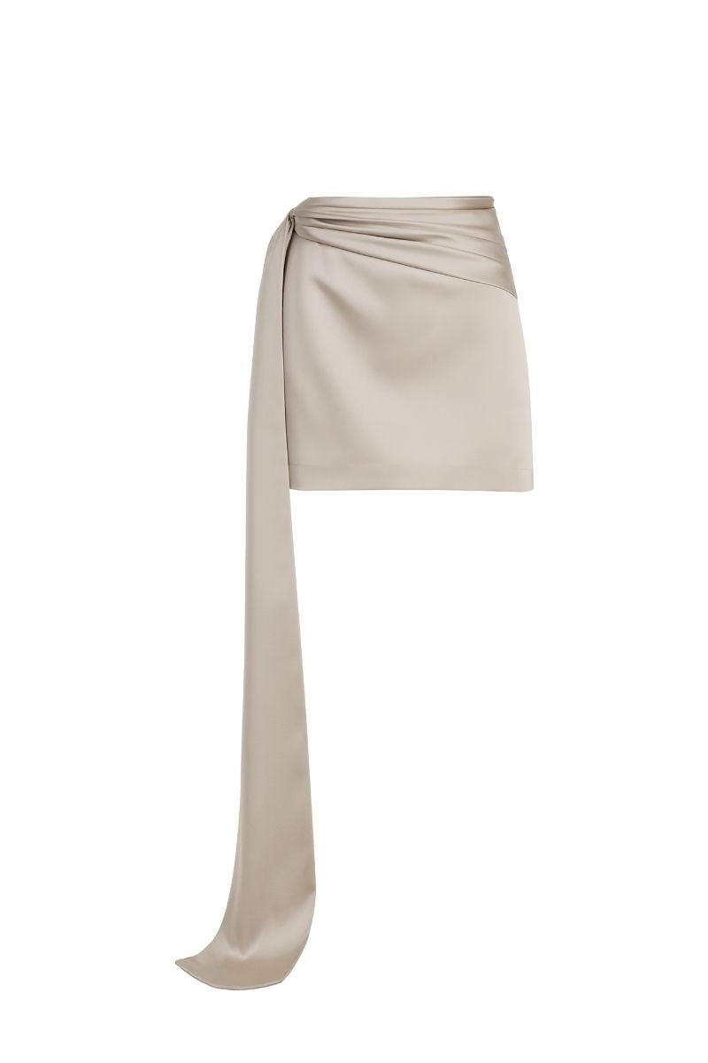 MARDE SIDE - TIE MINI SKIRT IN SMOKE GREY - CULT MIA