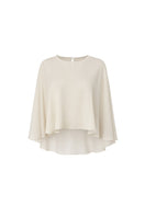 Nazlı Ceren smoked gray chiffon cape jacket with flowing, lightweight fabric, stylish and elegant for layered fashion.