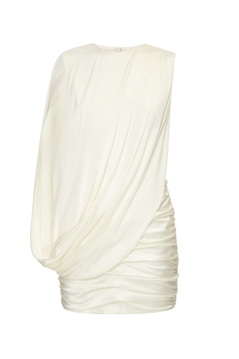 IVORY SILK MINI DRESS - CULT MIA