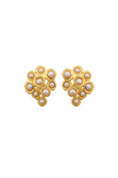 Peracas Olivia earrings featuring elegant gold hoops with intricate detailing, showcased on a plain background.