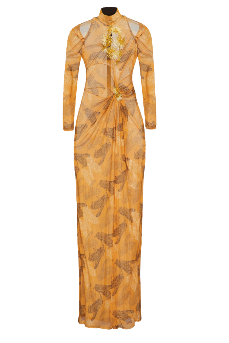 Onalaja XOLA orange maxi dress with flowing fabric and stylish design, perfect for casual or summer wear.