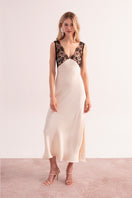 OvertheSea ivory shadow maxi dress featuring a flowing silhouette and elegant design, perfect for stylish occasions.