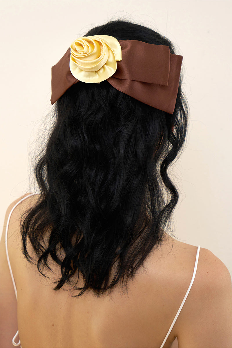 TUSCAN ROSE BOW SILK HAIR CLIPS - CULT MIA