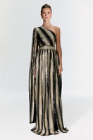 Nur Karaata Maxi Dress from the SR NUR KARAATA X CULT MIA Baglioni Gown collection, featuring elegant fabric and detailed design.