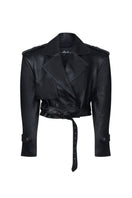 LARETAGGIO NOVARA jacket displayed on a hanger, showcasing its stylish design and fabric details.
