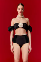 Nur Karaata Porto Pearl Bikini featuring a stylish, patterned bikini top and matching bottoms on a model.
