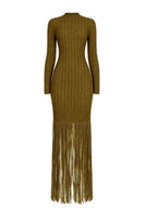 Kahra Khaki Maxi Dress by Khanum's featuring flowy fabric and elegant design, perfect for casual or formal occasions.