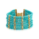 Turquoise Patmos Waves cuff bracelet by Peracas featuring textured waves design in a bold, stylish jewelry piece.